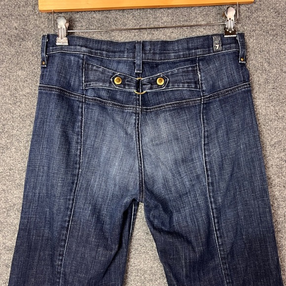 7 For All Mankind Buckle Back Women Flare Jeans Dark Wash Blue Denim  30 - Picture 3 of 10